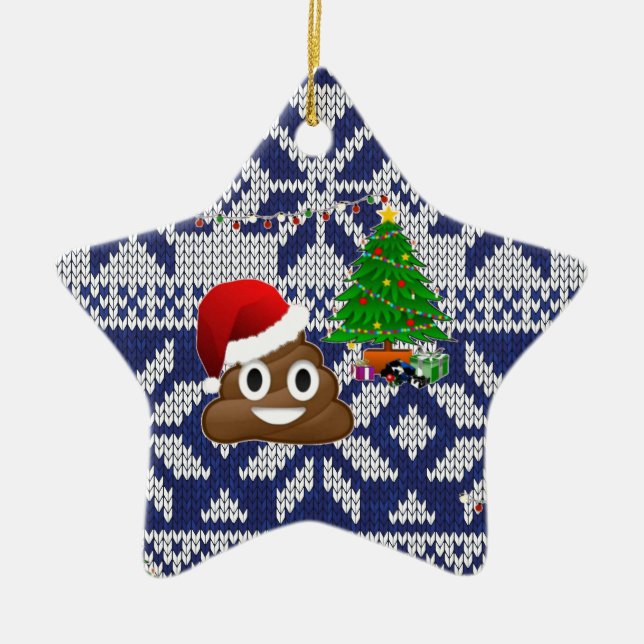 hässlicher Weihnachtspulli kacke Emoji Keramik Ornament (Vorne)