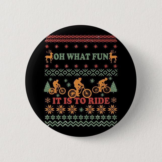 hässlicher Weihnachtspulli mit Fahrrad Button (Vorderseite)
