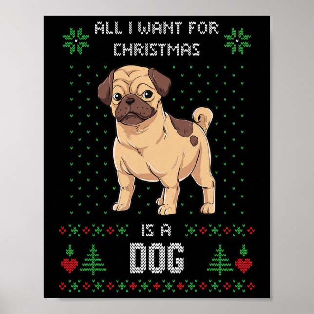 Hässlicher Weihnachtspulli Mops Hässlicher Pullove Poster (Vorne)