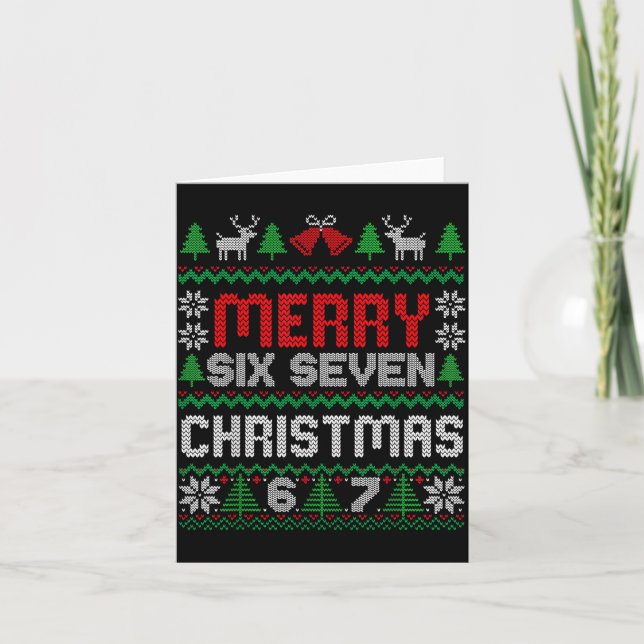 Hässlicher Weihnachtspullover 67 Sechs Sieben 6 7  Karte (Vorderseite)