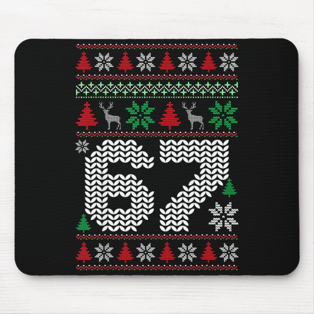 Hässlicher Weihnachtspullover 67 Sechs Sieben 6 7  Mousepad (Vorne)