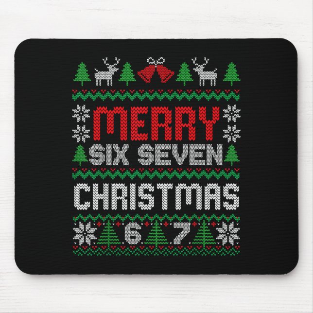 Hässlicher Weihnachtspullover 67 Sechs Sieben 6 7  Mousepad (Vorne)