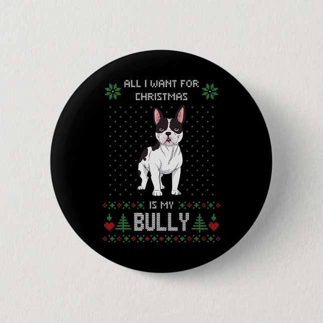 Hässlicher Weihnachtspullover Bully Französische B Button (Vorderseite)