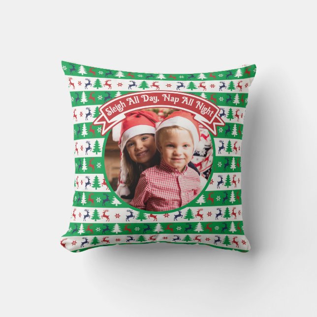 Hässlicher Weihnachtspullover Familienfoto  Kissen (Vorderseite)