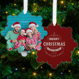 Hässlicher Weihnachtspullover Frohe Weihnachten Fo Ornament Karte