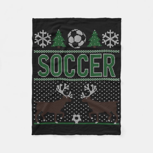 Hässlicher Weihnachtspullover Fußball Fleecedecke (Vorderseite)