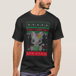 Hässlicher Weihnachtspullover Katze Süße Katze Sa T-Shirt