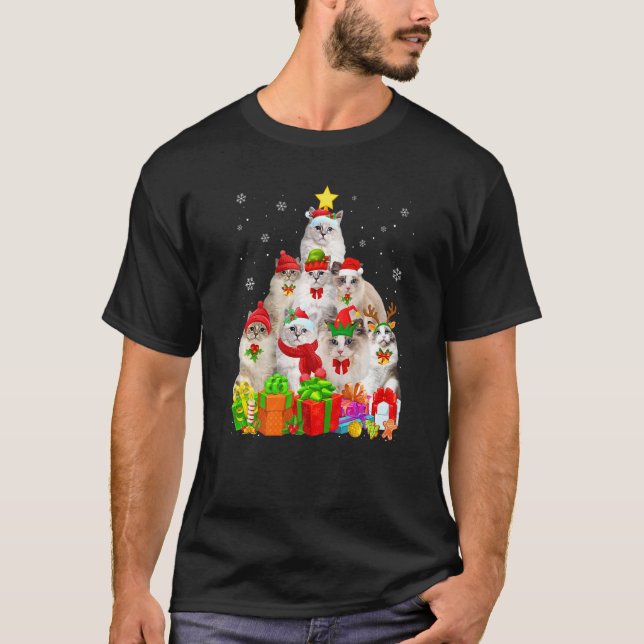 Hässlicher Weihnachtspullover Katzenbaum  Ragdoll  T-Shirt (Vorderseite)
