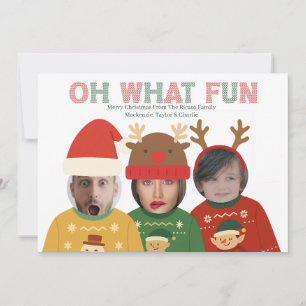 Hässlicher Weihnachtspullover Lustiges Gesicht Per Feiertagskarte