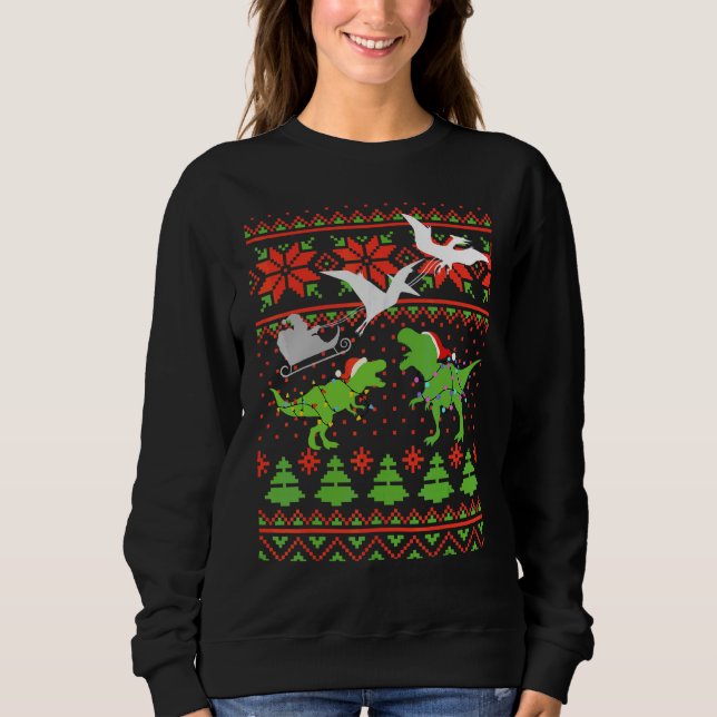 Hässlicher Weihnachtspullover mit Dinosaurier für  Sweatshirt (Vorderseite)