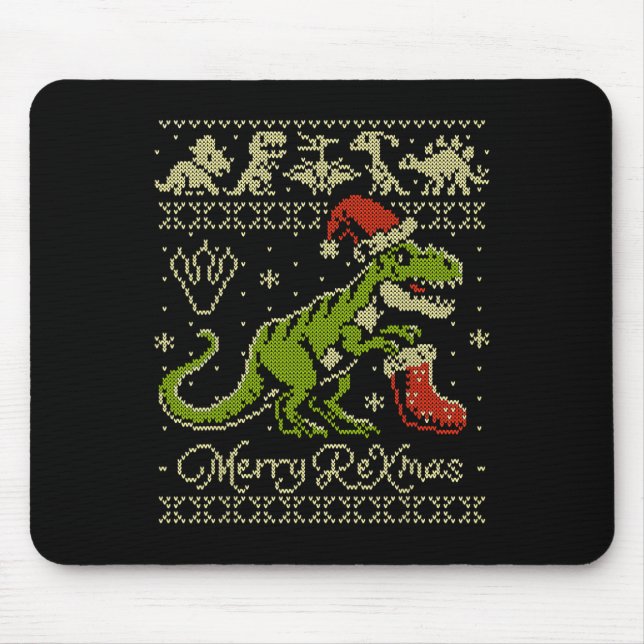 Hässlicher Weihnachtspullover mit Dinosaurier - Lu Mousepad (Vorne)