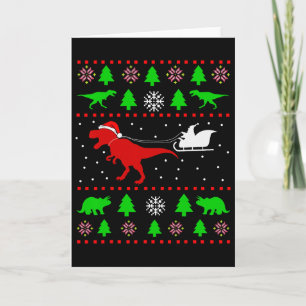 Hässlicher Weihnachtspullover mit Dinosauriern für Karte