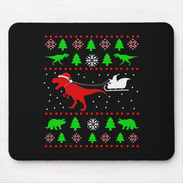 Hässlicher Weihnachtspullover mit Dinosauriern für Mousepad (Vorne)