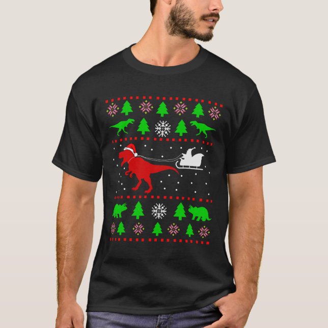 Hässlicher Weihnachtspullover mit Dinosauriern für T-Shirt (Vorderseite)
