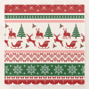 Hässlicher Weihnachtspullover Nordisches Rentiermu Glasuntersetzer