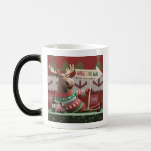 Hässlicher Weihnachtspullover Rentier. Wein hier e Verwandlungstasse