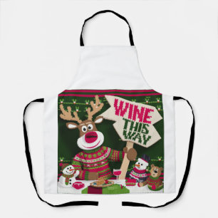 Hässlicher Weihnachtspullover Rentiere und Freunde Schürze
