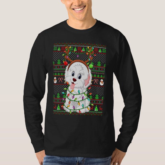 Hässlicher Weihnachtspullover Stil Lichter Havanes T-Shirt (Vorderseite)