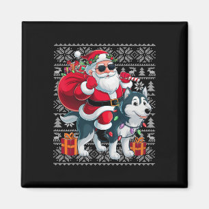 Hässlicher Weihnachtspullover-Stil Santa reitet au Magnet