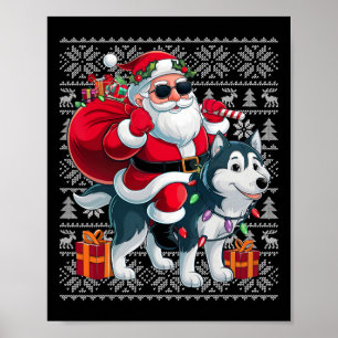 Hässlicher Weihnachtspullover-Stil Santa reitet au Poster