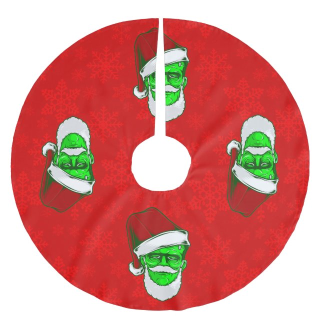 hässlicher Weihnachtsschnee im Weihnachtsmonster Polyester Weihnachtsbaumdecke (Vorderseite)