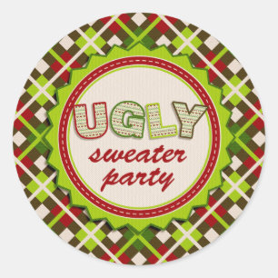 Hässlicher Weihnachtsstrickjacke-Party-Aufkleber Runder Aufkleber