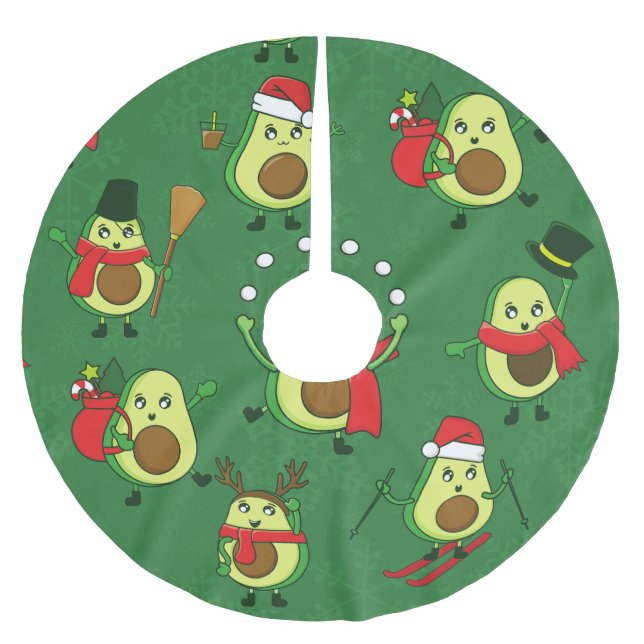 hässlicher Weihnachtsweih avocado santa Winter Polyester Weihnachtsbaumdecke (Vorderseite)