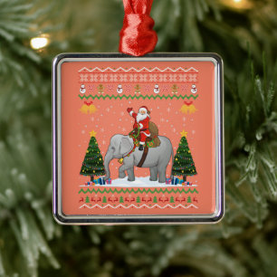 Hässliches Elefant-Weihnachtsgeschenk Santa-Reitet Ornament Aus Metall