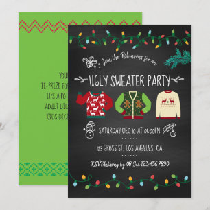 Hässliches Kreidetafel-Weihnachtspullover-Party-Ei Einladung