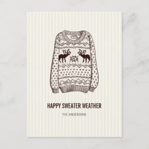 Hässliches Pullover-Wetter-Urlaubs-Essentials-Post Feiertagspostkarte