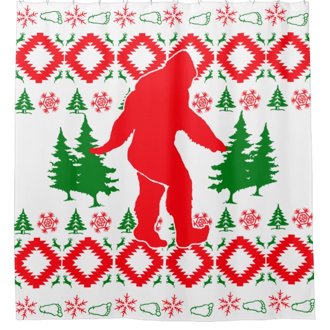 Hässliches Weihnachten Bigfoot Duschvorhang (Vorderseite)