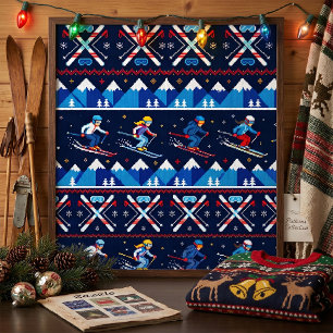 Hässliches Weihnachts-Ski-Muster-Feiertag  Poster