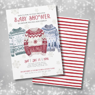 Hässliches Weihnachtspullover-Baby-Einweihungspart Einladung