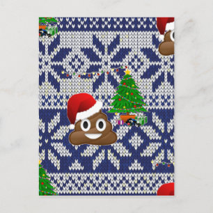 hässliches Weihnachtspullover-Kot-Emoji Feiertagspostkarte