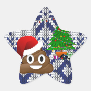 hässliches Weihnachtspullover-Kot-Emoticon Stern-Aufkleber
