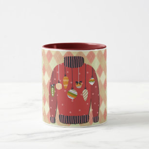 Hässliches Weihnachtspullover-Kunstbecher Rot Tasse