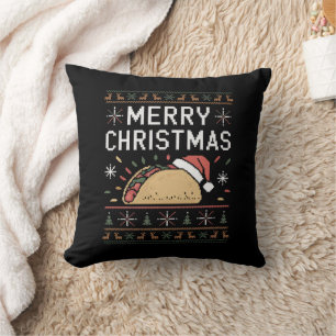 Hässliches Weihnachtspullover-Lichter-Santa-Taco-C Kissen
