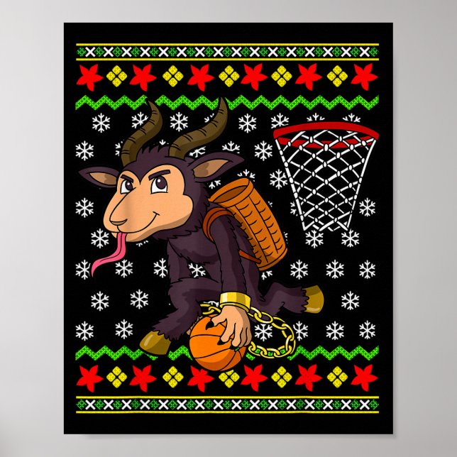 Hässliches Weihnachtspullover-Muster Kinder Krampu Poster (Vorne)