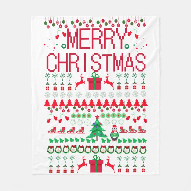 Hässliches Weihnachtspullover-Muster Super Soft Fleecedecke (Vorderseite)
