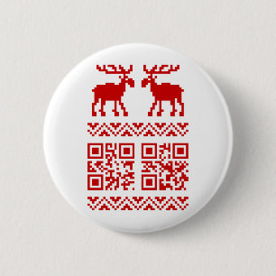 Hässliches Weihnachtspullover QR Code Frohes Neues Button