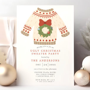 Hässliches Weihnachtsschwester-Party mit Kranz Einladung