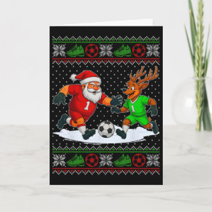 Hässliches Weihnachtsshirt Rentier spielt Fußball Karte