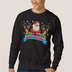 Hässliches Weihnachtsstrickjacke-Ren und Sankt Sweatshirt