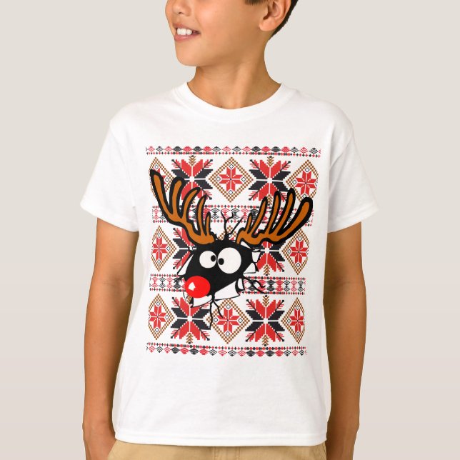 Hässliches Weihnachtsstrickjacke-Shirt, das durch T-Shirt (Vorderseite)