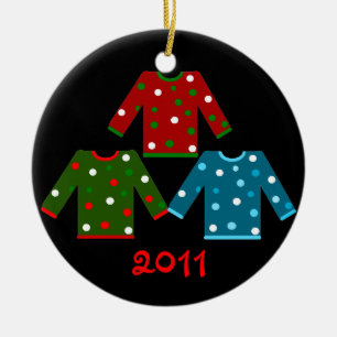 Hässliches Weihnachtsstrickjacke-Trio Keramikornament