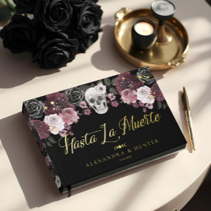 Hasta La Muerte Watercolor Skull Gothic Wedding Gästebuch