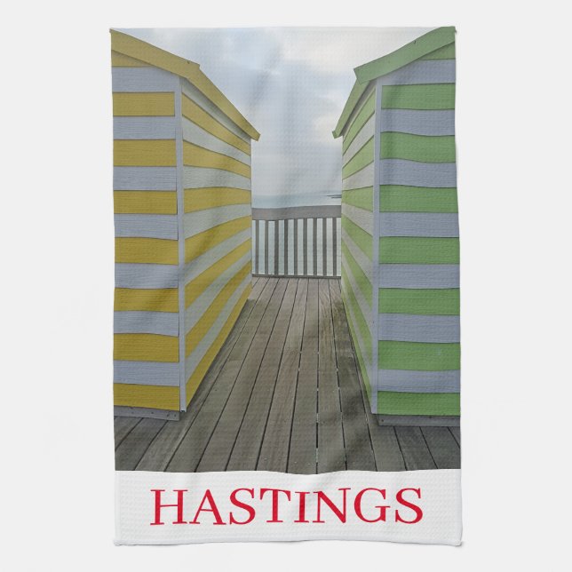 Hastings Beach Hütten Teetuch Geschirrtuch (Vertikal)
