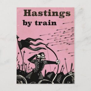 Hastings By train Vintage Reiseplakat Postkarte