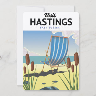 Hastings East Sussex Beach Reiseplakat Einladung