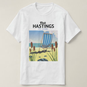 Hastings East Sussex Beach Reiseplakat T-Shirt